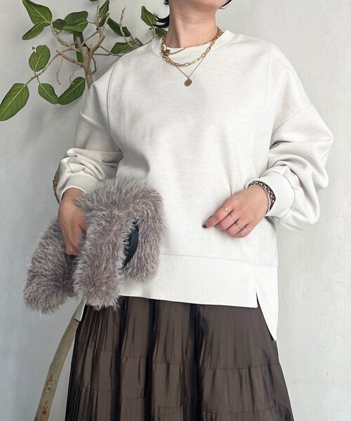 un dix cors（アンディコール）の「起毛ボンディングプルオーバー（Tシャツ/カットソー・レディース・ブラウン/ブラック/グレー・FREE）」の22枚目の写真