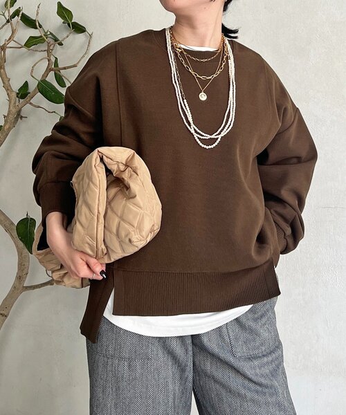 un dix cors（アンディコール）の「起毛ボンディングプルオーバー（Tシャツ/カットソー・レディース・ブラウン/ブラック/グレー・FREE）」の6枚目の写真