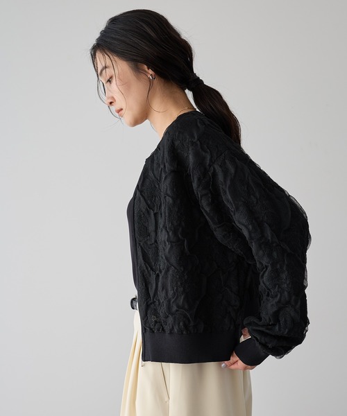 YECCA VECCA（イェッカヴェッカ）の「ふくれジャガードニットブルゾン（ブルゾン・レディース・アイボリー/ブラック・FREE）」の11枚目の写真