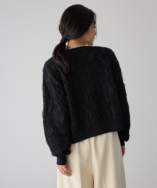 YECCA VECCA（イェッカヴェッカ）の「ふくれジャガードニットブルゾン（ブルゾン・レディース・アイボリー/ブラック・FREE）」の12枚目の写真