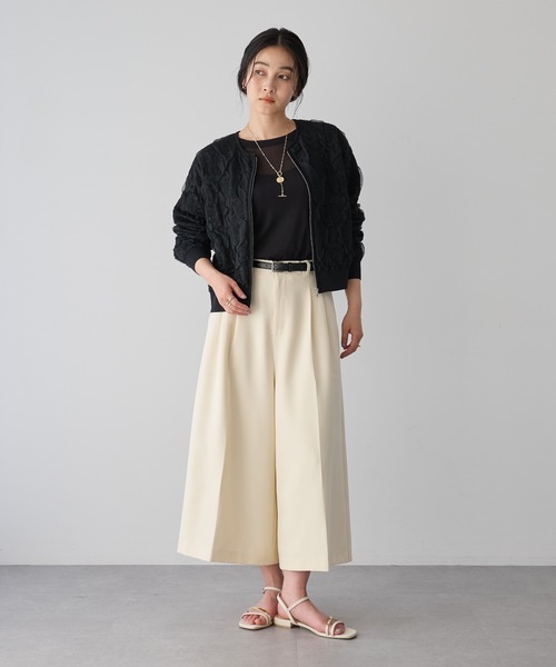 YECCA VECCA（イェッカヴェッカ）の「ふくれジャガードニットブルゾン（ブルゾン・レディース・アイボリー/ブラック・FREE）」の16枚目の写真