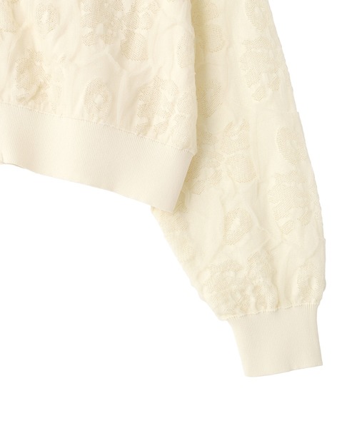 YECCA VECCA（イェッカヴェッカ）の「ふくれジャガードニットブルゾン（ブルゾン・レディース・アイボリー/ブラック・FREE）」の4枚目の写真