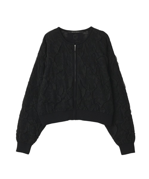 YECCA VECCA（イェッカヴェッカ）の「ふくれジャガードニットブルゾン（ブルゾン・レディース・アイボリー/ブラック・FREE）」の7枚目の写真