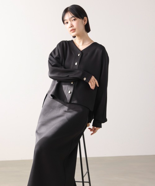 Bou Jeloud（ブージュルード）の「ダンボールカーデプルセットアップ（つなぎ/オールインワン・レディース・ブラック/オフホワイト・FREE）」の4枚目の写真