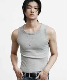 PROCESS（プロセス）の「Destroyed Logo Sleeveless - Melange Grey（Tシャツ/カットソー）」
