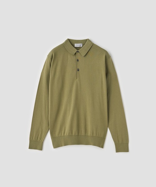 JOHN SMEDLEY(ジョンスメドレー)の「コットン 長袖ニットポロシャツ(ポロシャツ・メンズ・グリーン系1・M)」の1枚目の写真
