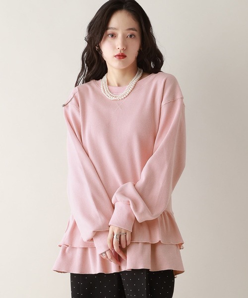 RAGEBLUE（レイジブルー）の「前後2WAY/ワッフルペプラムプルオーバー（スウェット・レディース・ピンク/ネイビー/グレー・FREE）」の3枚目の写真