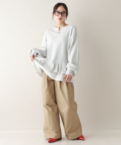 RAGEBLUE（レイジブルー）の「前後2WAY/ワッフルペプラムプルオーバー（スウェット・レディース・ピンク/ネイビー/グレー・FREE）」の20枚目の写真