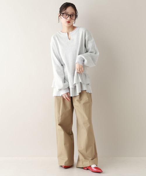 RAGEBLUE（レイジブルー）の「前後2WAY/ワッフルペプラムプルオーバー（スウェット・レディース・ピンク/ネイビー/グレー・FREE）」の21枚目の写真