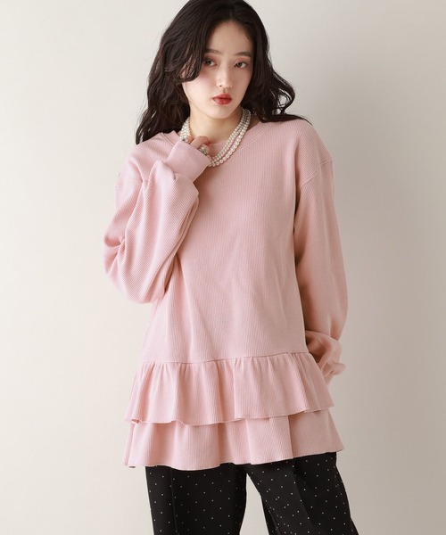 RAGEBLUE（レイジブルー）の「前後2WAY/ワッフルペプラムプルオーバー（スウェット・レディース・ピンク/ネイビー/グレー・FREE）」の10枚目の写真