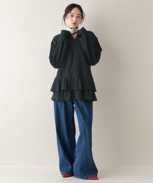 RAGEBLUE（レイジブルー）の「前後2WAY/ワッフルペプラムプルオーバー（スウェット・レディース・ピンク/ネイビー/グレー・FREE）」の11枚目の写真