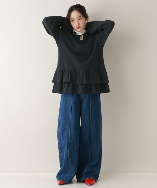 RAGEBLUE（レイジブルー）の「前後2WAY/ワッフルペプラムプルオーバー（スウェット・レディース・ピンク/ネイビー/グレー・FREE）」の13枚目の写真