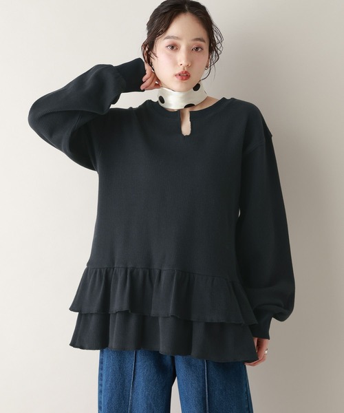 RAGEBLUE（レイジブルー）の「前後2WAY/ワッフルペプラムプルオーバー（スウェット・レディース・ピンク/ネイビー/グレー・FREE）」の14枚目の写真