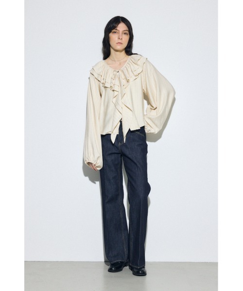 AZUL by moussy（アズールバイマウジー）の「【サイズ,身長別画像あり】AZUL DENIM センタープレスフレアデニム ショート丈（デニムパンツ・レディース・ブルー/ワンウォッシュ・24inch/25inch/26inch/27inch）」の17枚目の写真