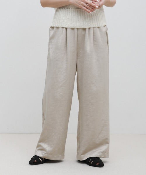 select MOCA(セレクトモカ)の「ウエストギャザーリラックスワイドロングパンツ(その他パンツ・レディース・オフホワイト/チャコールグレー/ライトグレー・FREE)」の3枚目の写真