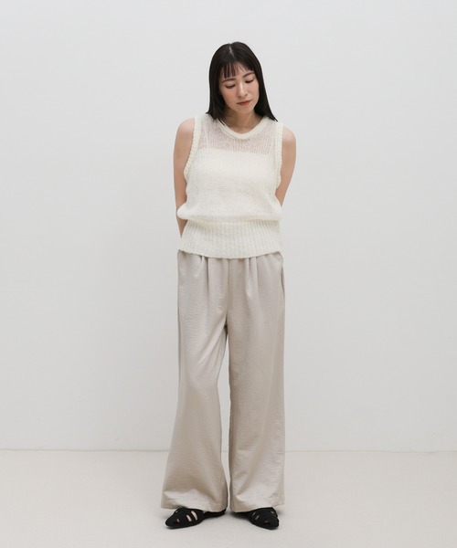 select MOCA(セレクトモカ)の「ウエストギャザーリラックスワイドロングパンツ(その他パンツ・レディース・オフホワイト/チャコールグレー/ライトグレー・FREE)」の6枚目の写真