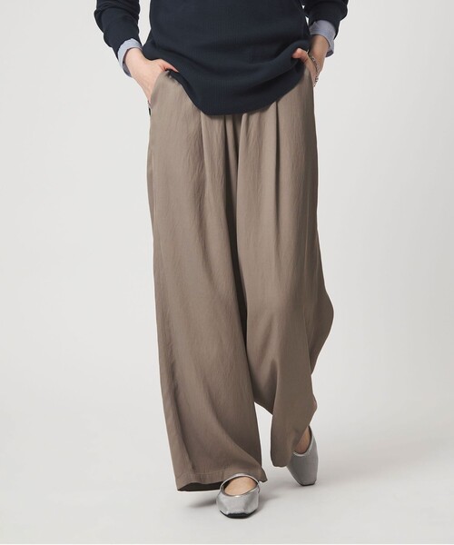 green label relaxing(グリーンレーベルリラクシング)の「【WEB限定】<at ease>ドロスト ワイド パンツ(その他パンツ・レディース・モカ/ブラック・FREE)」の4枚目の写真