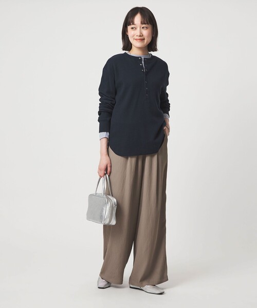 green label relaxing(グリーンレーベルリラクシング)の「【WEB限定】<at ease>ドロスト ワイド パンツ(その他パンツ・レディース・モカ/ブラック・FREE)」の5枚目の写真