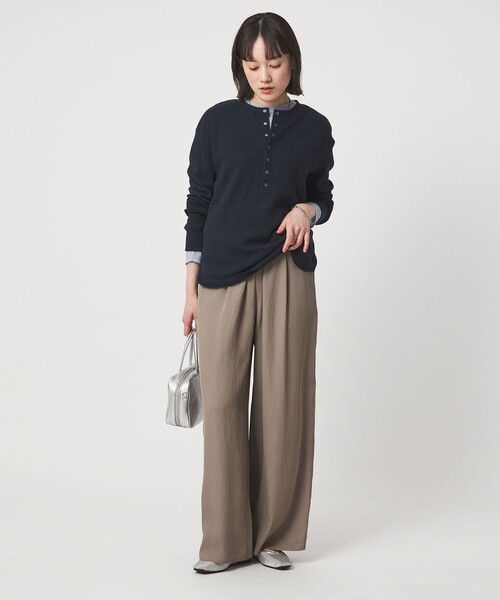 green label relaxing(グリーンレーベルリラクシング)の「【WEB限定】<at ease>ドロスト ワイド パンツ(その他パンツ・レディース・モカ/ブラック・FREE)」の6枚目の写真