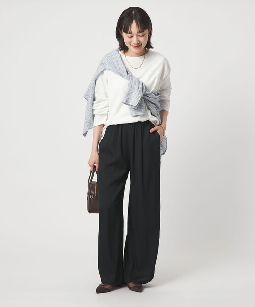 green label relaxing(グリーンレーベルリラクシング)の「【WEB限定】<at ease>ドロスト ワイド パンツ(その他パンツ・レディース・モカ/ブラック・FREE)」の8枚目の写真