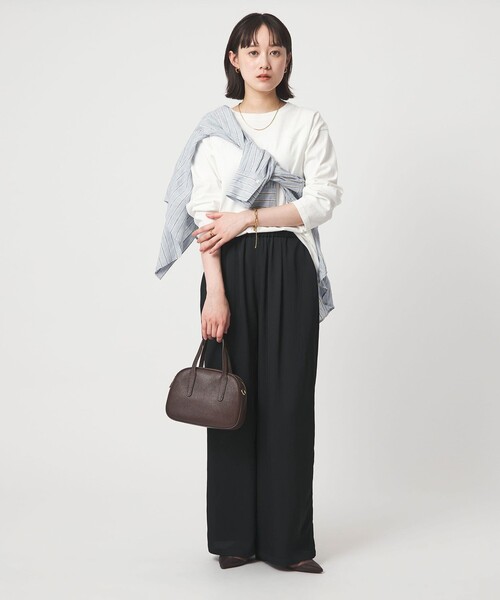 green label relaxing(グリーンレーベルリラクシング)の「【WEB限定】<at ease>ドロスト ワイド パンツ(その他パンツ・レディース・モカ/ブラック・FREE)」の10枚目の写真