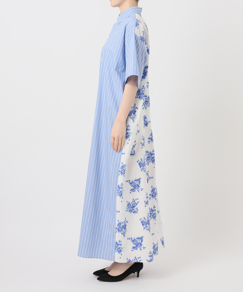 Spick & Span（スピックアンドスパン）の「《一部店舗+WEB限定》Glyph Stripe x Flower Print Shirt Dress（ワンピース・レディース・ホワイト・FREE）」の8枚目の写真