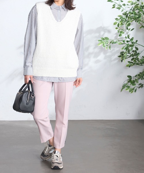 GALLORIA（ギャローリア）の「ゆるニットベスト（ベスト・レディース・オフホワイト/ネイビー・L/LL/M/S）」の10枚目の写真