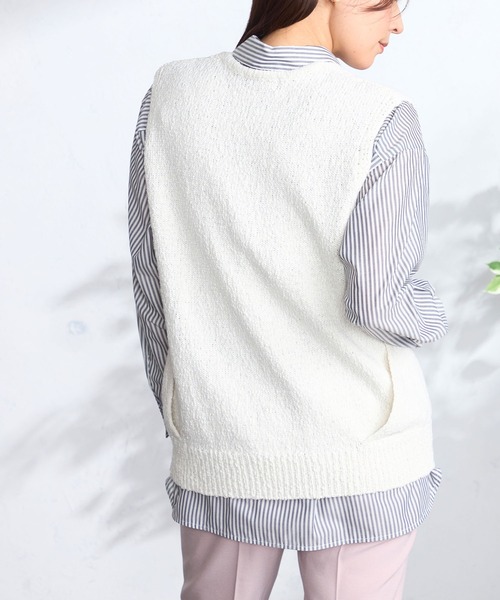 GALLORIA（ギャローリア）の「ゆるニットベスト（ベスト・レディース・オフホワイト/ネイビー・L/LL/M/S）」の8枚目の写真