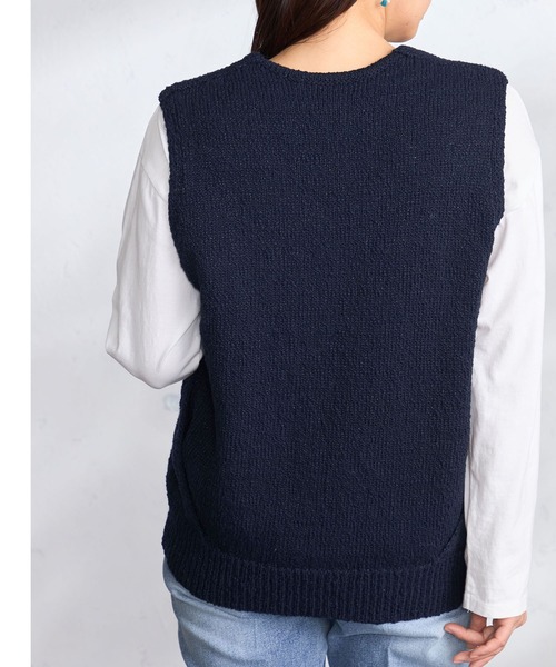 GALLORIA（ギャローリア）の「ゆるニットベスト（ベスト・レディース・オフホワイト/ネイビー・L/LL/M/S）」の5枚目の写真