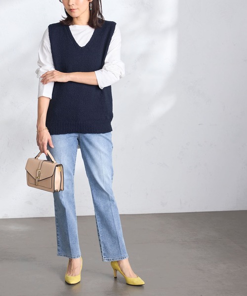 GALLORIA（ギャローリア）の「ゆるニットベスト（ベスト・レディース・オフホワイト/ネイビー・L/LL/M/S）」の3枚目の写真