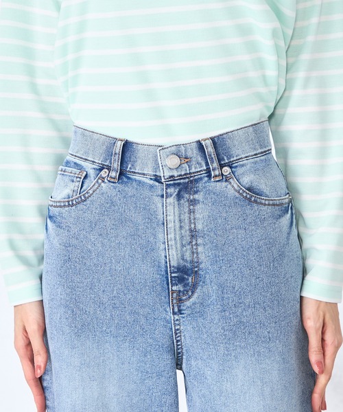 GALLORIA(ギャローリア)の「【ウエスト平ゴム内蔵】デニムワイドパンツ(デニムパンツ・レディース・ネイビー/ライトブルー・L/LL/M/S)」の5枚目の写真