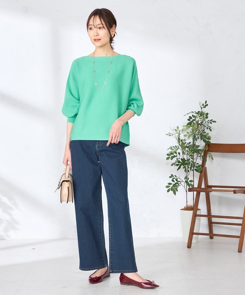 GALLORIA(ギャローリア)の「【ウエスト平ゴム内蔵】デニムワイドパンツ(デニムパンツ・レディース・ネイビー/ライトブルー・L/LL/M/S)」の7枚目の写真