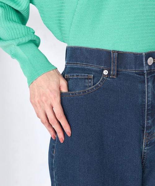 GALLORIA(ギャローリア)の「【ウエスト平ゴム内蔵】デニムワイドパンツ(デニムパンツ・レディース・ネイビー/ライトブルー・L/LL/M/S)」の9枚目の写真