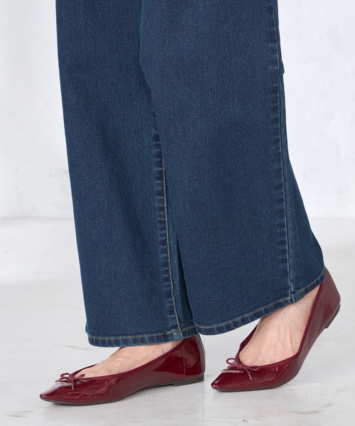 GALLORIA(ギャローリア)の「【ウエスト平ゴム内蔵】デニムワイドパンツ(デニムパンツ・レディース・ネイビー/ライトブルー・L/LL/M/S)」の10枚目の写真