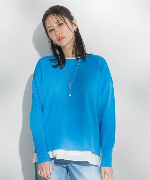LAUTREAMONT(ロートレアモン)の「バックボタンデザインニット(ニット/セーター・レディース・グリーン/ピンク/オレンジ/ベージュ/ダークネイビー/ブルー・9号)」の4枚目の写真