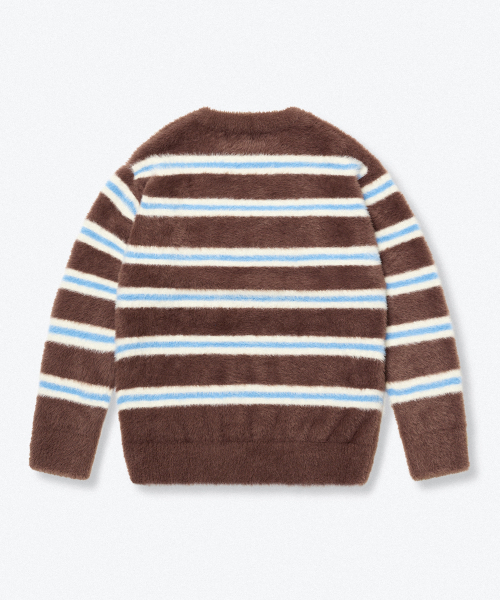 MUSINSA STANDARD KIDS（ムシンサスタンダードキッズ）の「ファジーストライプクルーネックニット[ブラウン]（ニット/セーター・レディース・その他・110）」の4枚目の写真