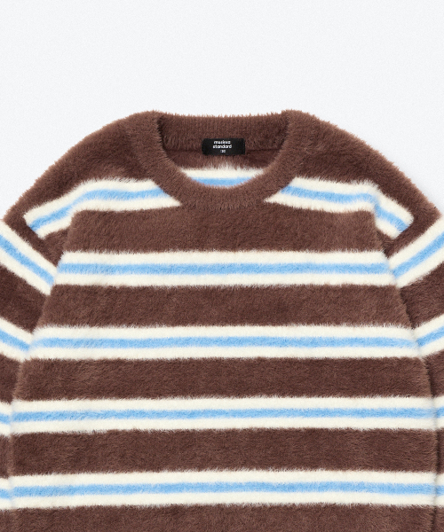 MUSINSA STANDARD KIDS（ムシンサスタンダードキッズ）の「ファジーストライプクルーネックニット[ブラウン]（ニット/セーター・レディース・その他・110）」の5枚目の写真