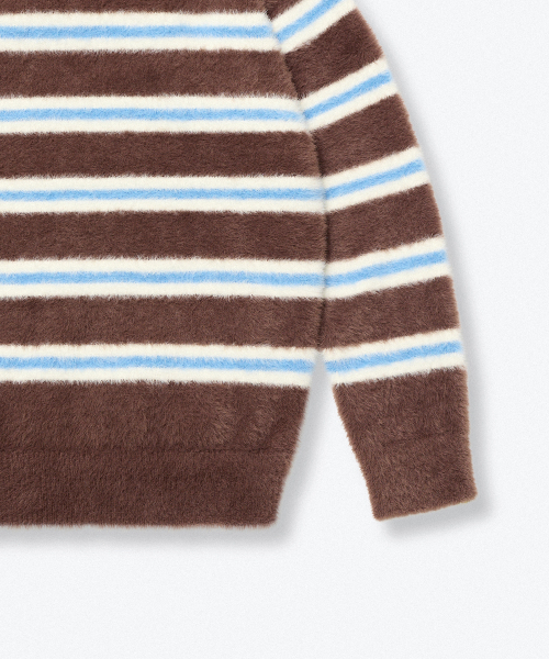 MUSINSA STANDARD KIDS（ムシンサスタンダードキッズ）の「ファジーストライプクルーネックニット[ブラウン]（ニット/セーター・レディース・その他・110）」の7枚目の写真