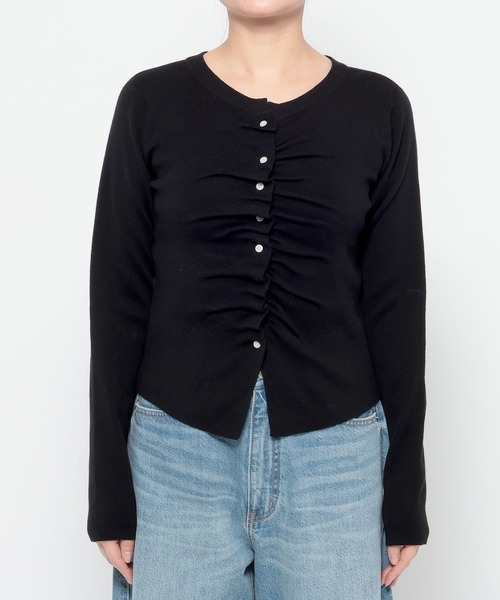 LOWRYS FARM（ローリーズファーム）の「ギャザーボタンカーディガンＬＳ 661682（カーディガン/ボレロ・レディース・イエロー/ブラック/アイボリー/グレー・FREE）」の19枚目の写真