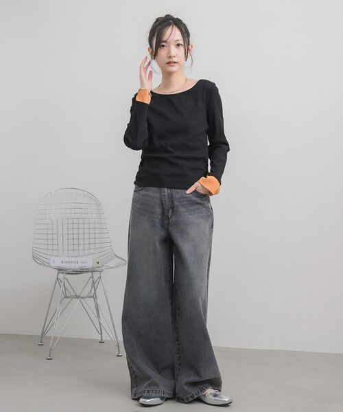RETRO GIRL(レトロガール)の「【3サイズ展開】ワイドデニムPT(デニムパンツ・レディース・ケミカルウォッシュ/ライトブルー/ブラック・SMALL/LARGE/MEDIUM)」の13枚目の写真