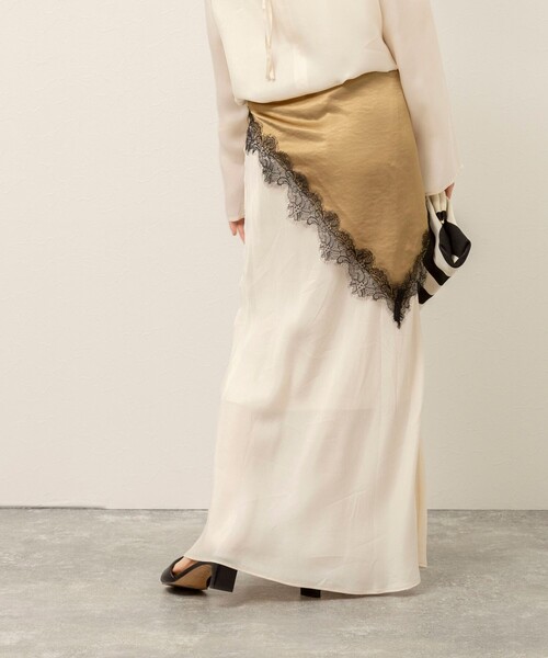 MAQWEL（マクウェル）の「《セットアップ対応》【MAQWEL/マクウェル】ウォッシャブルサテンスカート（スカート・レディース・ブラック/オフホワイト・M/S）」の8枚目の写真