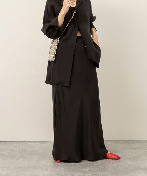 MAQWEL（マクウェル）の「《セットアップ対応》【MAQWEL/マクウェル】ウォッシャブルサテンスカート（スカート・レディース・ブラック/オフホワイト・M/S）」の15枚目の写真