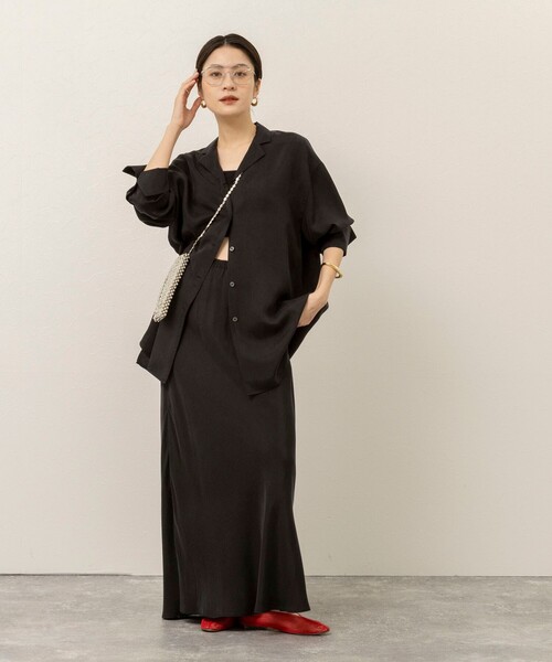 MAQWEL（マクウェル）の「《セットアップ対応》【MAQWEL/マクウェル】ウォッシャブルサテンスカート（スカート・レディース・ブラック/オフホワイト・M/S）」の16枚目の写真