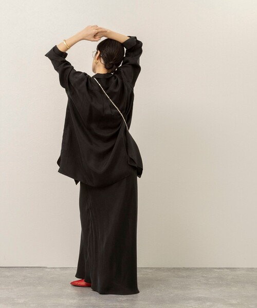 MAQWEL（マクウェル）の「《セットアップ対応》【MAQWEL/マクウェル】ウォッシャブルサテンスカート（スカート・レディース・ブラック/オフホワイト・M/S）」の18枚目の写真