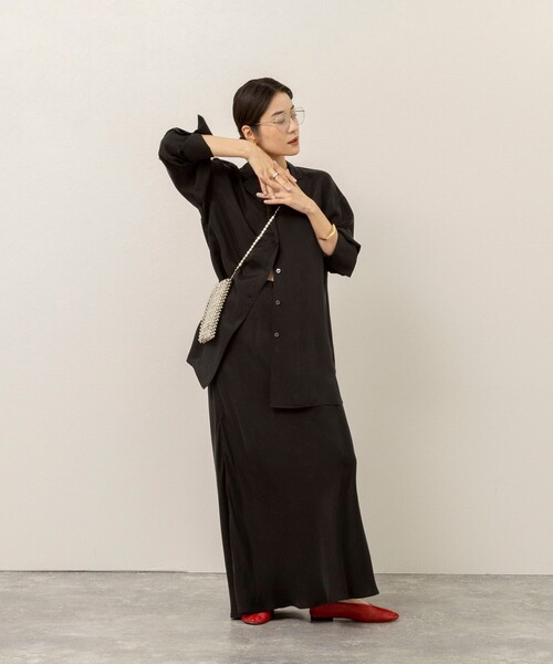 MAQWEL（マクウェル）の「《セットアップ対応》【MAQWEL/マクウェル】ウォッシャブルサテンスカート（スカート・レディース・ブラック/オフホワイト・M/S）」の19枚目の写真