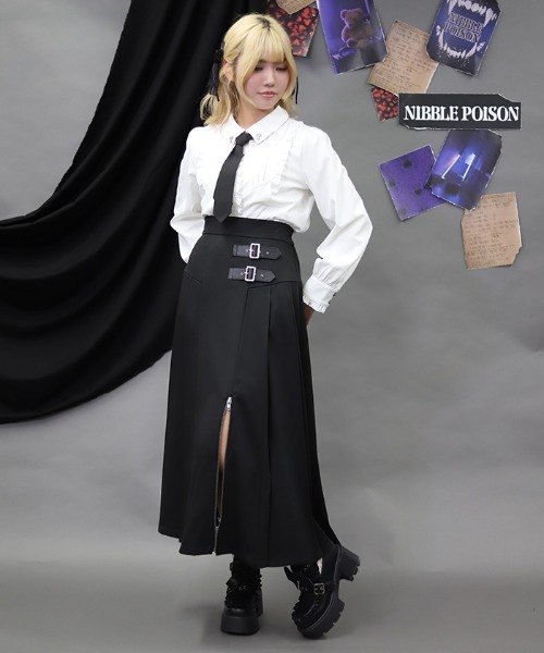 NIBBLE POISON(ニブルポイズン)の「ファスナーデザインロングスカート(スカート・レディース・ブラック/レッド・MEDIUM)」の12枚目の写真
