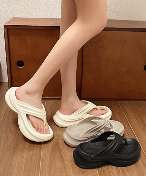 Miniministore(ミニミニストア)の「トングサンダル レディース 厚底サンダル(サンダル・レディース・グレイッシュベージュ/アイボリー/ブラック・L/M/S)」の14枚目の写真