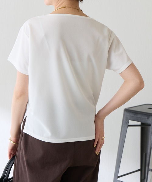 COLLAGE GALLARDAGALANTE(コラージュガリャルダガランテ)の「ドロストTブラウス/WEB限定(Tシャツ/カットソー・レディース・ホワイト/ブラック・FREE)」の5枚目の写真
