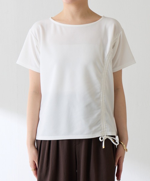 COLLAGE GALLARDAGALANTE(コラージュガリャルダガランテ)の「ドロストTブラウス/WEB限定(Tシャツ/カットソー・レディース・ホワイト/ブラック・FREE)」の21枚目の写真