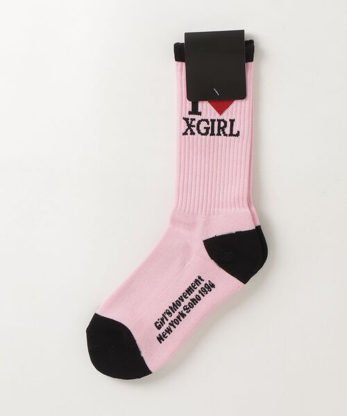 X-girl(エックスガール)の「I LOVE X-GIRL RIBBED SOCKS(ソックス/靴下・レディース・ブラック/ホワイト/ピンク・ONE SIZE)」の11枚目の写真